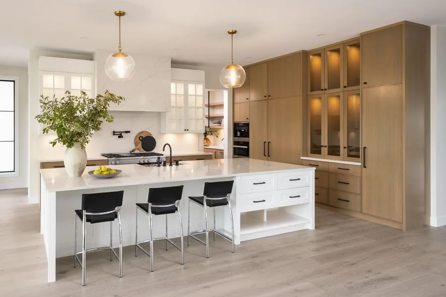 Kitchen and island